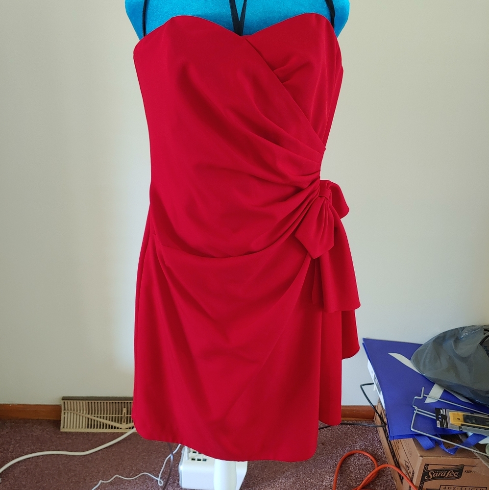 Morgan Taylor Evening Strapless Red Vintage Evening Dress size 14